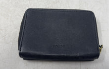 Load image into Gallery viewer, Fossil Womens Black Leather ID And Credit Card Slots Accordion Zip-Around Wallet

