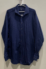 Load image into Gallery viewer, Calvin Klein Mens Blue Collared Long Sleeve Dress Shirt Size 17-17 1/2

