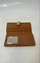 Load image into Gallery viewer, Steve Madden Womens Beige Monogram Print ID Window Card Holder Bifold Wallet
