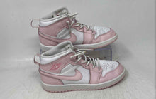 Load image into Gallery viewer, Nike Kids Air Jordan 1 Mid Pink And White Lace-Up Sneaker Shoes Size 2Y
