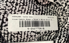 Load image into Gallery viewer, Vince Camuto Womens Black White Printed Cap Sleeve Notch Neck Blouse Top Size S
