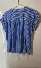 Load image into Gallery viewer, Ann Taylor Womens Blue White Striped Short Sleeve Button Front Blouse Top Size S
