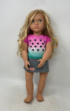 Load image into Gallery viewer, Our Generation Multicolor Heart Print T-Shirt And Skirt Blue Eyes Girl Doll
