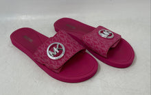 Load image into Gallery viewer, Michael Kors Womens Fuchsia Signature Print Slip-On Slide Sandals Size 8M
