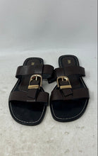 Load image into Gallery viewer, Zara Womens Black Brown Faux Leather Double Strap Flat Slide Sandals Size EUR 39
