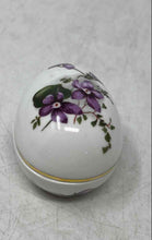 Load image into Gallery viewer, Hammersley Purple Victorian Violets Floral Porcelain Egg Shaped Trinket Box
