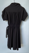 Load image into Gallery viewer, Calvin Klein Womens Black Short Sleeve Tie Gathered Waist Shirt Dress Size 6
