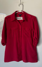 Load image into Gallery viewer, Banana Republic Womens Red Long Sleeve Double Pocket Button-Up Shirt Size PM
