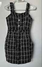 Load image into Gallery viewer, Guess Womens Black &amp; White Plaid Tweed Sleeveless Button Front Mini Dress Sz XS
