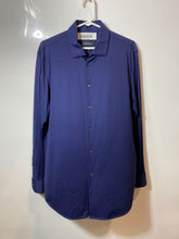 Load image into Gallery viewer, Bugatchi Mens OoohCotton Tech Blue 8 Way Stretch Button-Up Shirt Size Large
