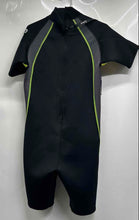 Load image into Gallery viewer, Evo Mens Black And Gray Short Sleeve Back Zip Water Sports Shorty Wetsuit Size L

