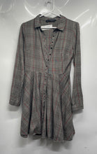 Load image into Gallery viewer, Zara Womens Gray Black Plaid Long Sleeve Collared Shirt Dress Size Small
