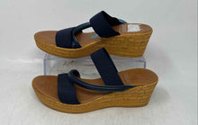 Load image into Gallery viewer, Italian Shoemakers Womens Blue Wedge Heel Slip-On Slide Sandals Size 7.5M
