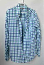 Load image into Gallery viewer, Express Mens Green Check Print Collared Button Front Dress Shirt Size Large
