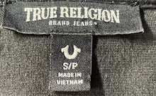 Load image into Gallery viewer, True Religion Womens Black Velvet Long Sleeve Cropped Pullover Sweater Size S
