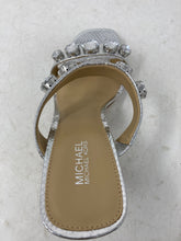 Load image into Gallery viewer, Michael Kors Womens Metallic Silver Rhinestone Slip-On Mule Heels Size 6M
