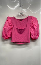 Load image into Gallery viewer, Zara Womens Pink Short Puff Sleeve Square Neck Cropped Blouse Top Size L
