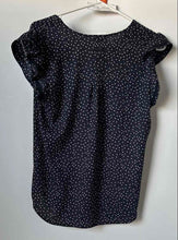 Load image into Gallery viewer, Ann Taylor Womens Black White Polka Dot Flutter Sleeve V-Neck Blouse Top Size XS
