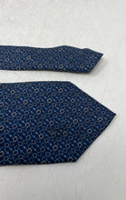 Load image into Gallery viewer, Lancel Paris Mens Blue Printed Silk Adjustable Keeper Loop Designer Tie
