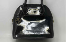 Load image into Gallery viewer, Adrienne Vittadini Womens Black Patent Leather Bottom Studs Dome Satchel Bag

