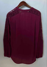 Load image into Gallery viewer, Express Womens Dark Red Long Sleeve Split Neck Tunic Blouse Top Size Small
