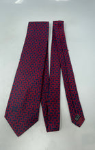 Load image into Gallery viewer, Valentino Mens Red Blue Geometric Silk Keeper Loop Adjustable Pointed Tie

