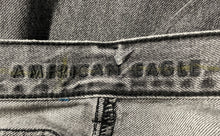 Load image into Gallery viewer, American Eagle Womens Black Cotton Denim High-Rise Distressed Mom Jeans Size 2
