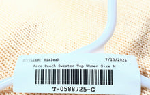 Load image into Gallery viewer, Zara Womens Peach Knit Collarless Asymmetrical Sleeve Pullover Sweater Size M
