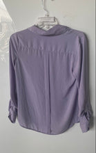 Load image into Gallery viewer, The Limited Womens Purple Roll Tab Sleeve Collared Pocket Button-Up Shirt Size S
