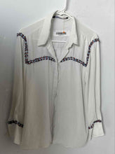 Load image into Gallery viewer, Zara Womens White Long Sleeve Collared Button-Up Shirt Size Large
