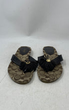 Load image into Gallery viewer, Coach Womens Suki A8382 Black Brown Fringe Flower Flip Flop Sandals Size 10 B
