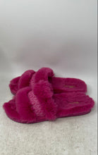 Load image into Gallery viewer, Michael Kors Womens Alexis Pink Faux Fur Signature Logo Slide Sandals Size 10
