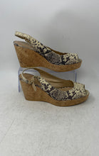 Load image into Gallery viewer, Stuart Weitzman Womens Jean Beige Black Snakeskin Wedge Slingback Sandals Sz 10M
