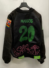 Load image into Gallery viewer, Leblanc Studios Mens Black Embroidered Patches Snap Front Bomber Jacket Size L
