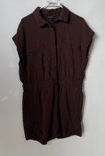 Load image into Gallery viewer, Banana Republic Womens Brown Pockets Collared One-Piece Romper Size L
