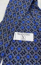 Load image into Gallery viewer, Valentino Cravatte Mens Blue Geometric Print Silk Adjustable Long Designer Tie
