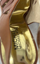 Load image into Gallery viewer, Michael Kors Womens Brown Leather Zipper Slingback Platform Heels Size 6M
