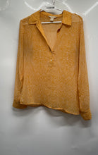 Load image into Gallery viewer, Banana Republic Womens Yellow Paisley Long Sleeve Collared Blouse Top Size Small
