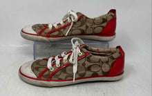 Load image into Gallery viewer, Coach Womens Barrett Q322 Brown Orange Monogram Print Sneaker Shoes Size 8.5 B
