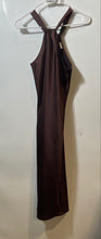 Load image into Gallery viewer, A New Day Womens Brown Satin Sleeveless Halter Neck Long Maxi Dress Size Small
