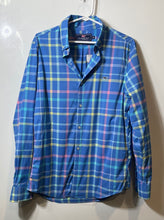 Load image into Gallery viewer, Vineyard Vines Mens Blue Plaid Long Sleeve Slim Fit Whale Button-Up Shirt Size M

