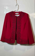 Load image into Gallery viewer, Kasper Womens Red Long Sleeve Collarless Round Neck Blazer Jacket Size 10
