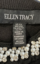 Load image into Gallery viewer, Ellen Tracy Womens Black And White Beaded Neck Flounce Hem A-Line Dress Size XS
