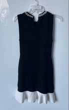 Load image into Gallery viewer, Ellen Tracy Womens Black And White Beaded Neck Flounce Hem A-Line Dress Size XS
