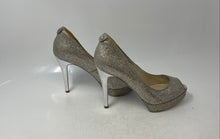 Load image into Gallery viewer, Michael Kors Womens York Silver Glitter Peep Toe High Pump Heels Size 6.5M
