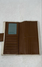 Load image into Gallery viewer, Coach Womens Brown Beige Leather ID &amp; Credit Card Slots Turn Lock Bifold Wallet
