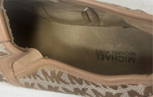 Load image into Gallery viewer, Michael Kors Womens Beige Brown Logo Print Round Toe Slip-On Shoes Size 3

