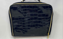 Load image into Gallery viewer, Estee Lauder Womens Dark Blue Croc Embossed Leather Zipper Makeup Cosmetic Bag
