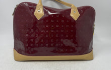 Load image into Gallery viewer, Arcadia Womens Red Beige Monogram Leather Bottom Studs Satchel Handbag
