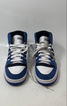 Load image into Gallery viewer, Adidas Mens Break Start Mid White Blue Lace-Up Basketball Shoes Size 6
